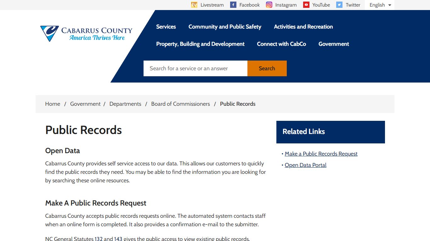 Public Records Cabarrus County